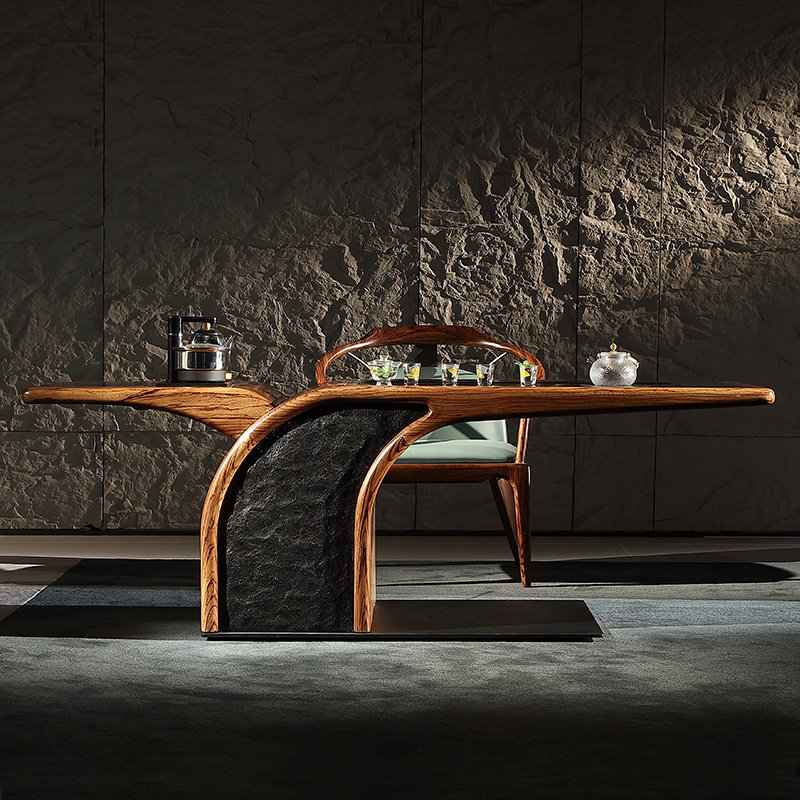 恺瑟茶台组合桌椅茶桌金木乌金高档北欧设计师其它桌类