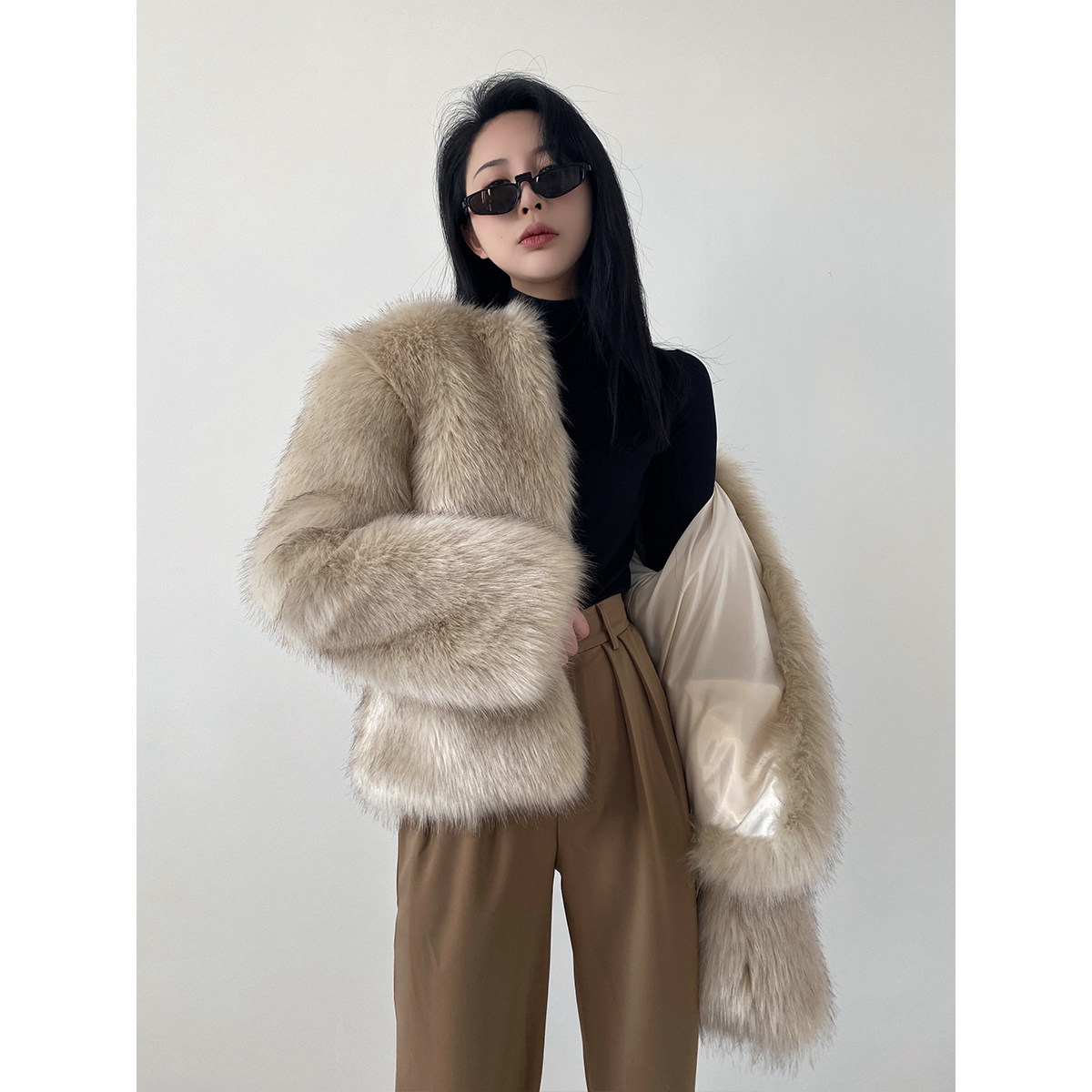 tonia2021冬季外套皮草保暖温柔zhang中长毛中长皮草