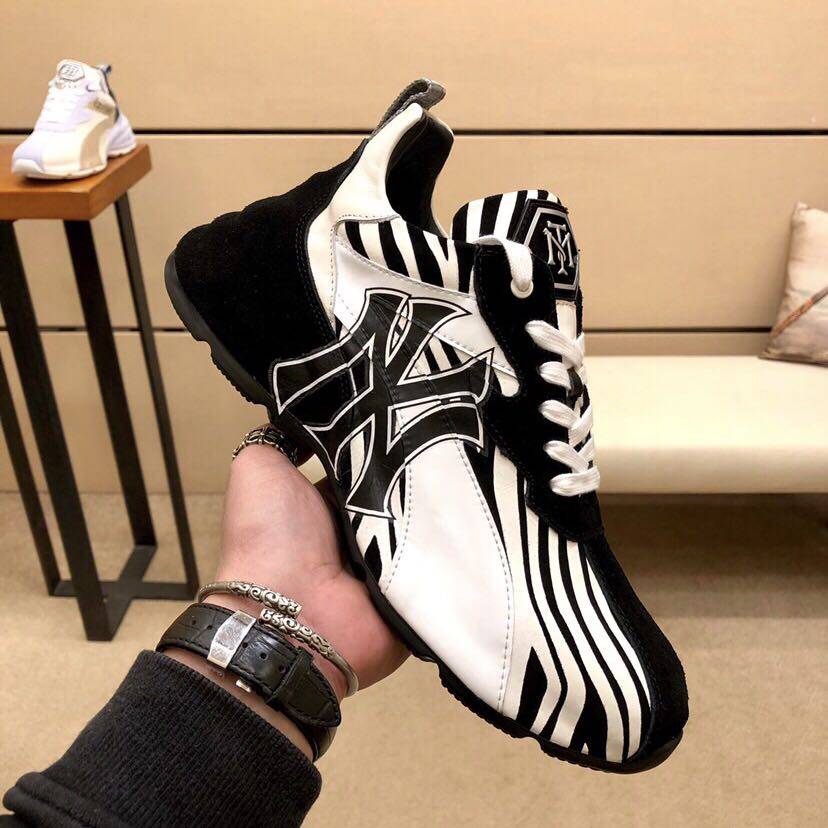 欧洲站男鞋真皮ny老爹鞋男ins超火厚底运动休闲单鞋