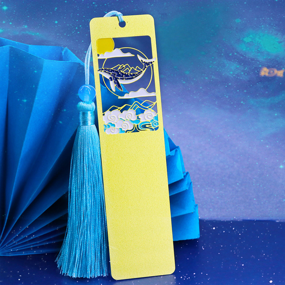 化身孤岛的鲸黄铜金属艺术文化书签国潮创意文创教师节书签