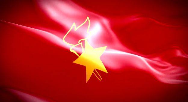 红绸旗帜飘扬少先队队徽队旗青少年六一儿童节入队背景设计素材