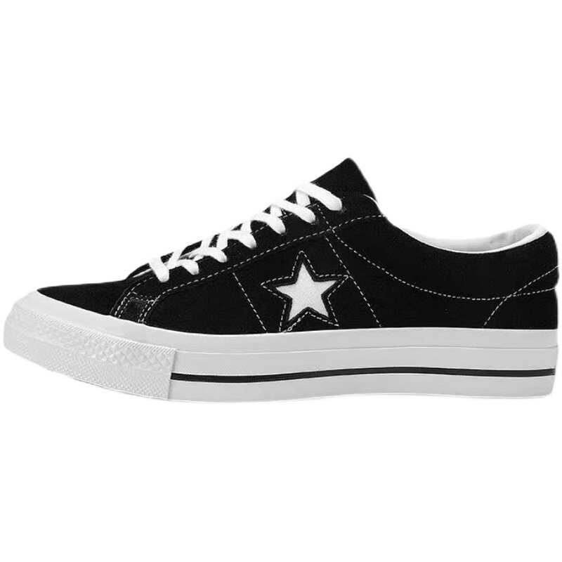 尔匡威莱斯女鞋onestar黑色毛皮木村一星浅灰帆布鞋