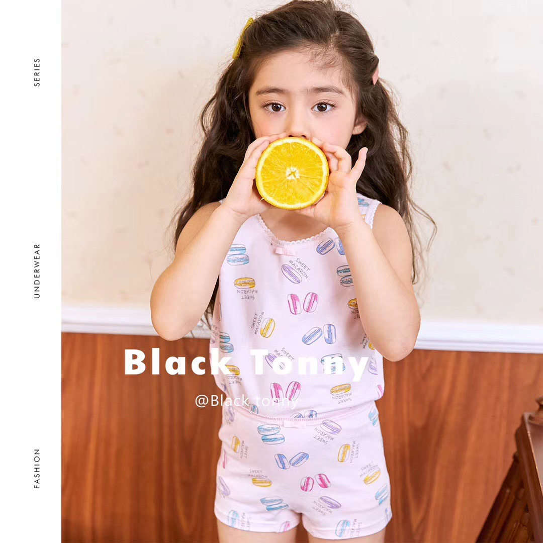 新款小黑托昵女童背心吊带夏季薄款纯棉莫代尔小黑背心吊带