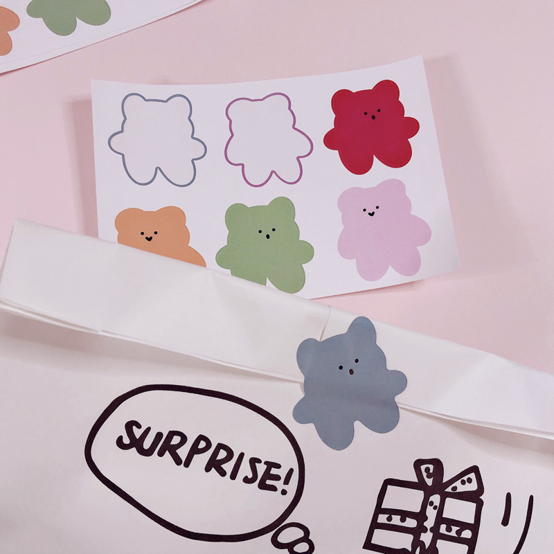 ins韩风 彩色小熊软糖可爱卡通防水贴纸 手帐本手机壳装饰封口贴