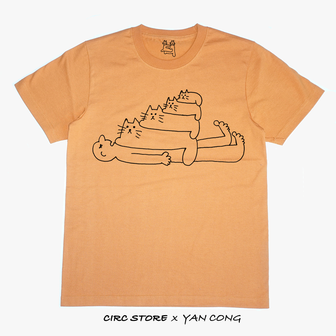 Circ Store x YAN CONG  艺术家合作款堆猫猫T恤 手工印制 限量