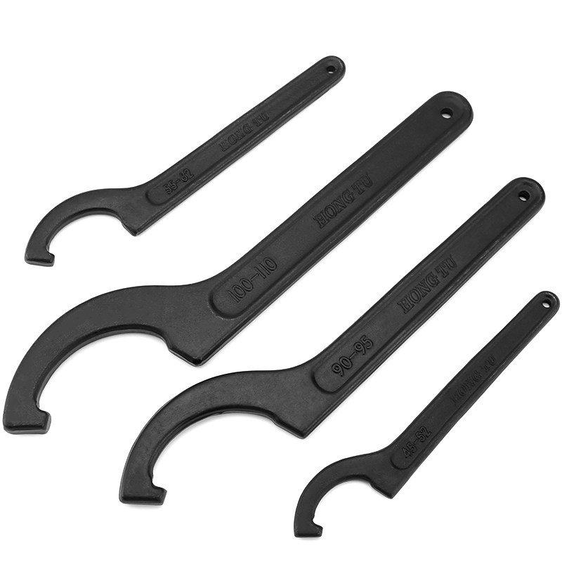 月牙扳手万能圆头勾头吸水管水表盖油缸钩型形扳手半圆勾型扳手