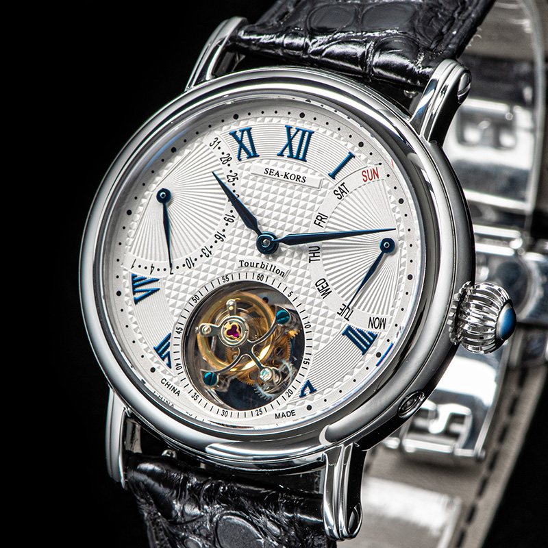 海鸥陀飞轮男表海鸥8004机芯手动全自动机械表男商务高档防水日期