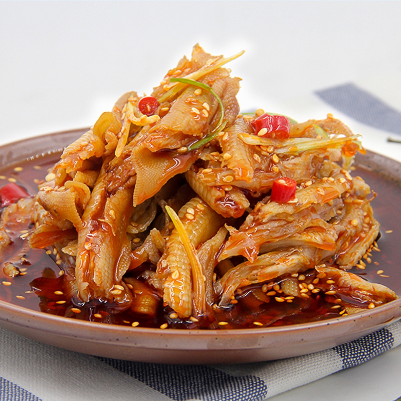 包包之源麻辣鸭掌无骨去骨香辣鸭爪生鲜冷冻鸭肉零食