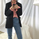 yesroom homemade autumn new neutral BF wind loose shoulder pads slimming turn-over sleeve design black suit jacket female yesroom homemade autumn new neutral BF wind loose shoulder pads slimming turn-over sleeve design black suit jacket female