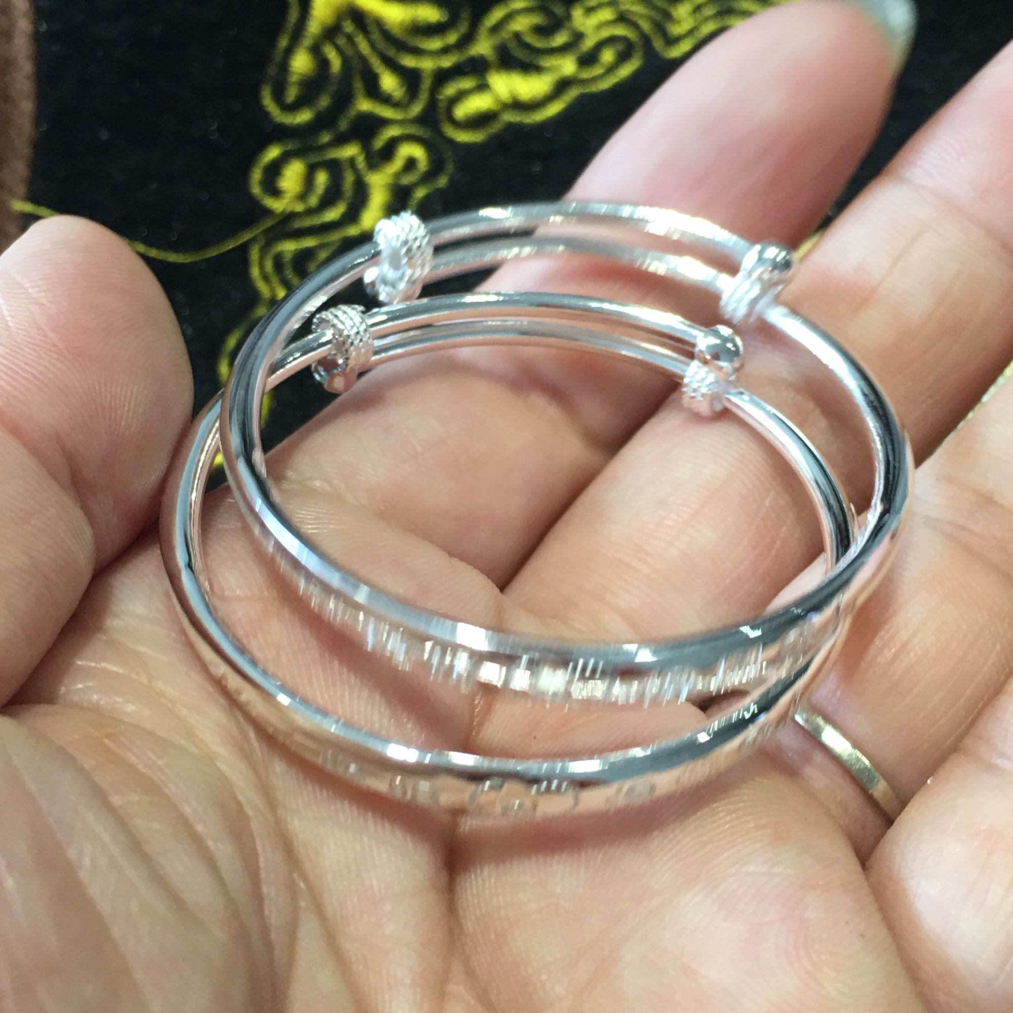 s99足银宝宝手镯聪明伶俐bb银镯新款银手环银手镯