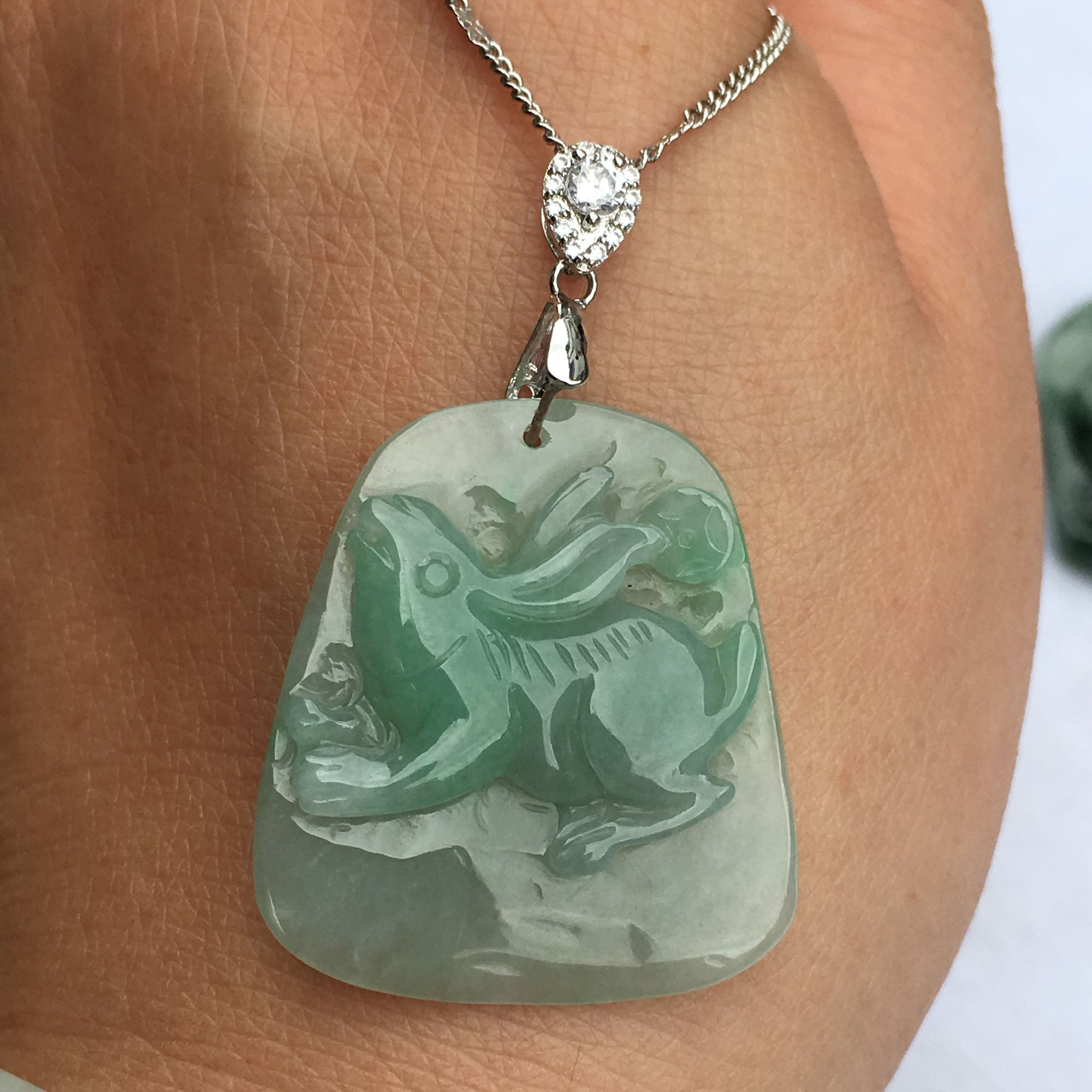 天然翡翠平安玉坠小孩吊坠女士兔牌生肖冰种颈饰