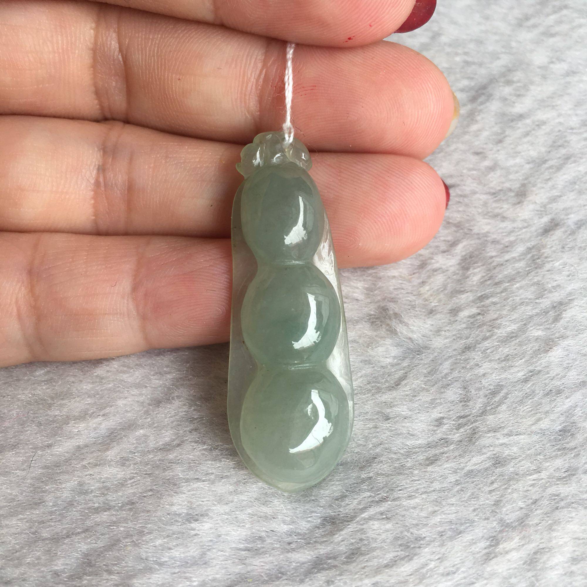 天然翡翠豆子吊坠荷兰豆项坠四季豆挂富贵豆玉颈饰