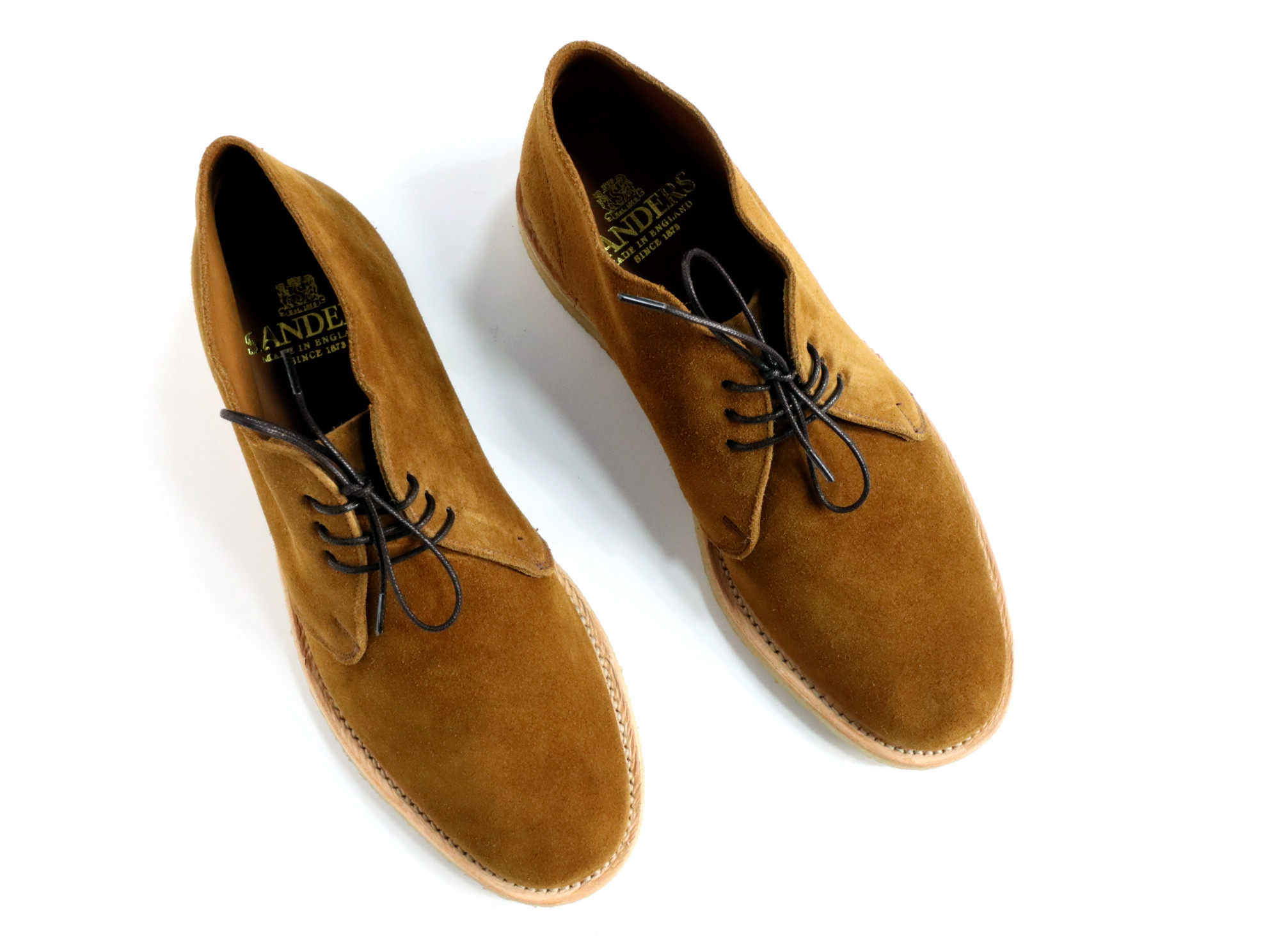 英国制造sanders经典沙漠靴男复古牛皮毛皮短靴时装靴