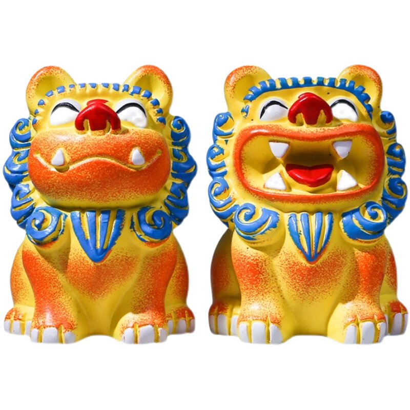 三百百中国风狮爷石敢当喜狮小狮子摆件一对书桌摆件