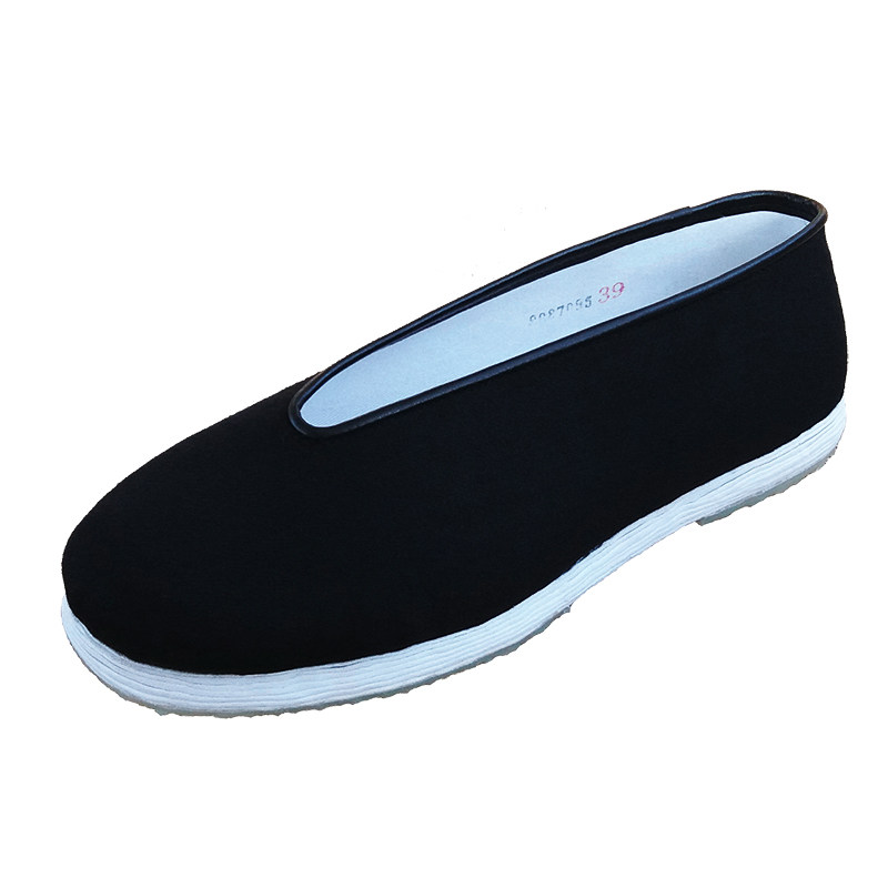 黑色老北京布鞋男手工千层底礼服呢元圆口中老年老人爸爸休闲鞋