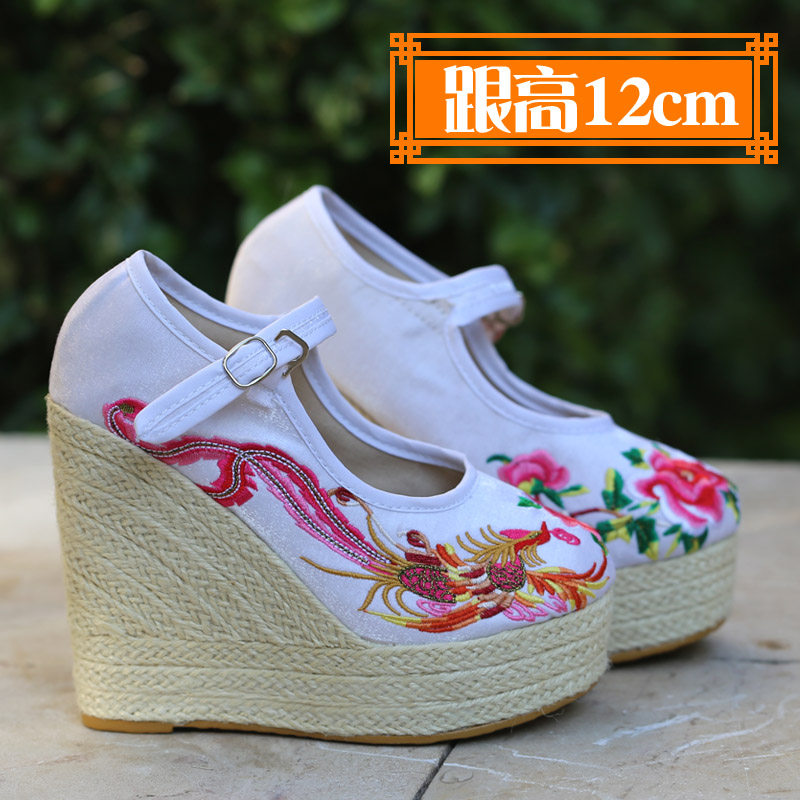 布鞋手工厘米超高高跟女恨天高女浅口古装鞋纯布鞋