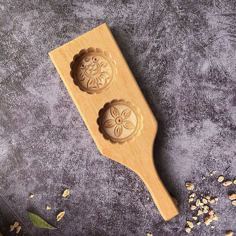 手工木质烘焙面食圆形绿豆糍粑烧饼团蒿米果烘焙模具