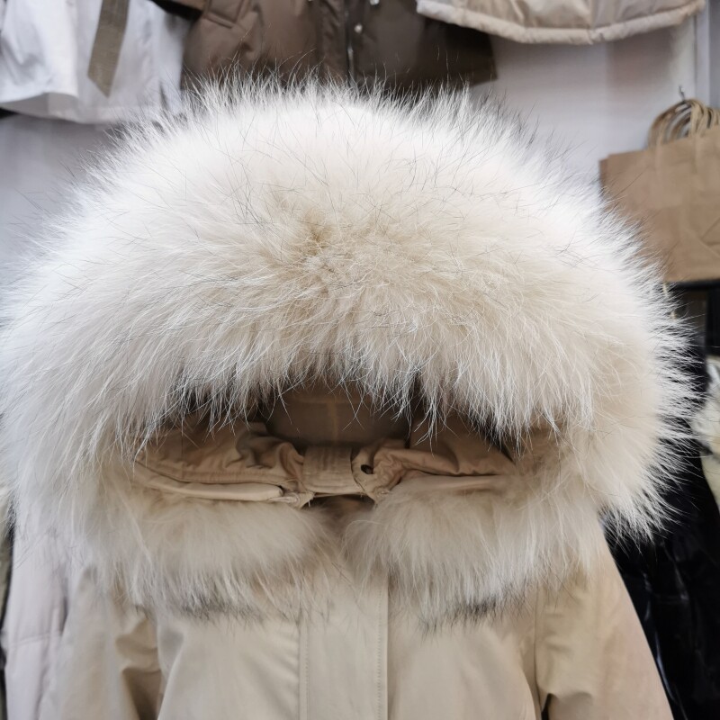 dinuokaou鸭绒白鸭绒毛领羽绒服宽松冬款2020正品专柜羽绒服