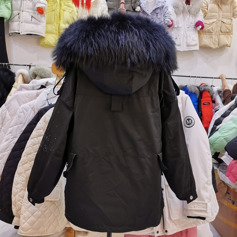 dinuokaou宽松外套派克鸭绒白鸭绒新款羽绒服2021毛领羽绒服