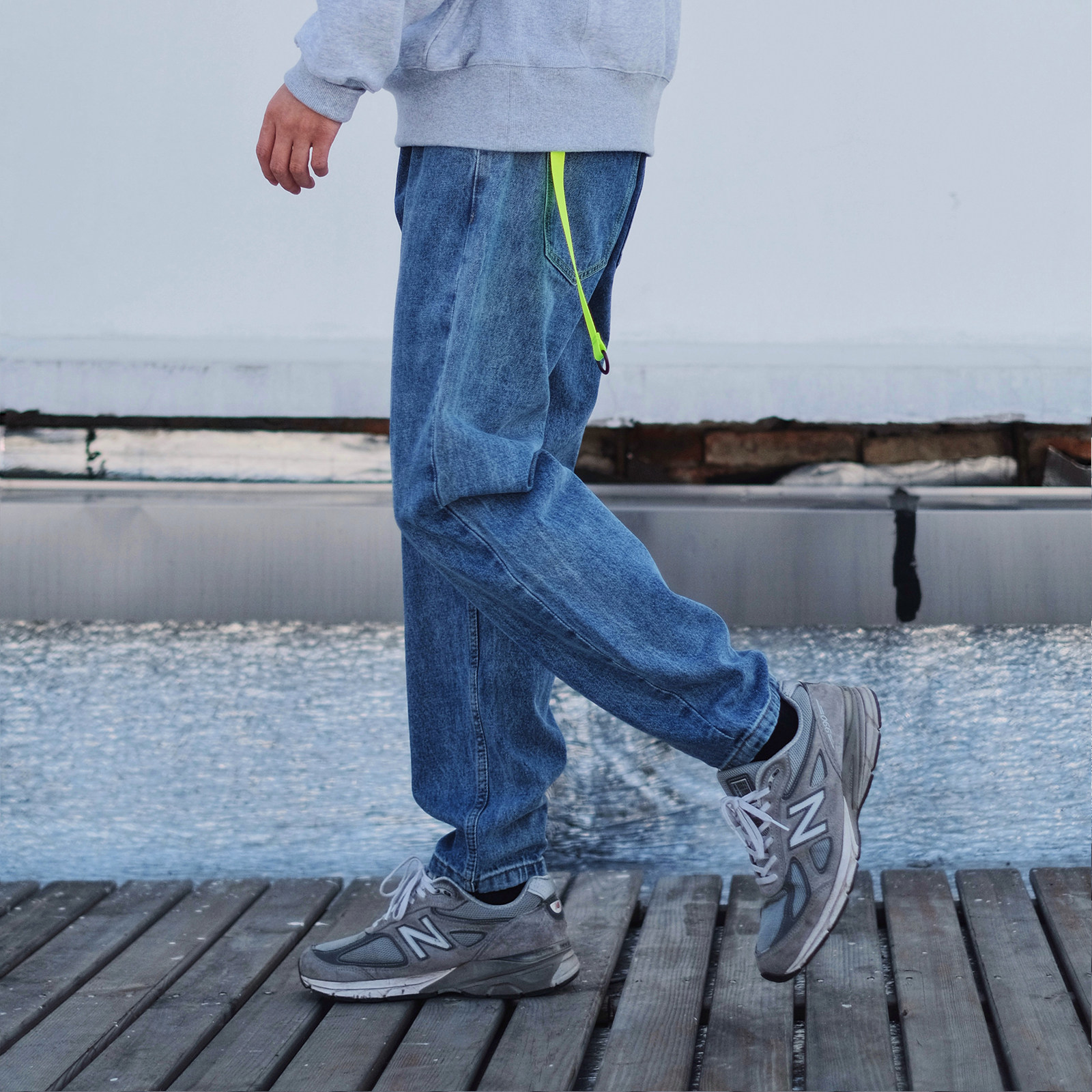 neaon微锥萝卜裤男aj3裤子百搭潮流帅气牛仔裤牛仔裤