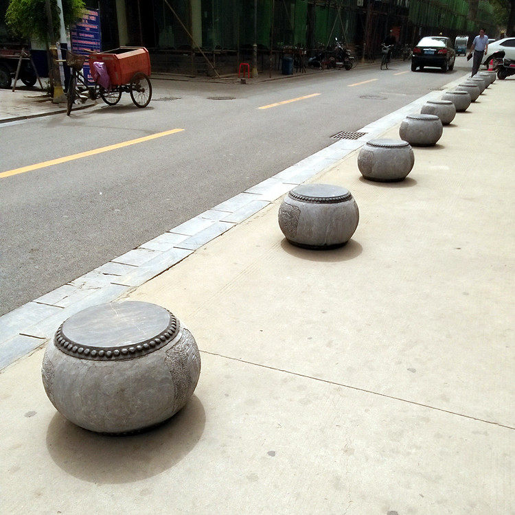 新品墩子石球石路障挡车广场大理石石鼓障碍拦车石雕