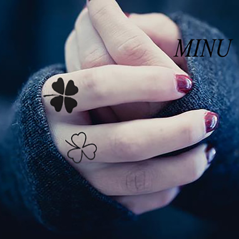 米奴手指纹身贴防水女持久四叶草虎口清新耳后黑色小图案儿童少女