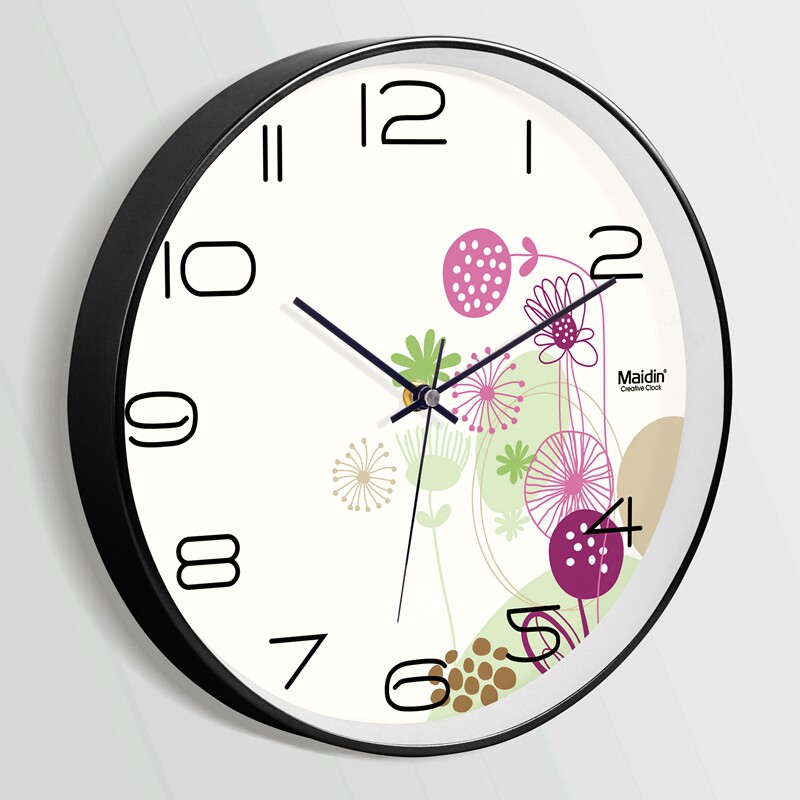 麦丁时尚挂钟美丽艺术花朵钟表儿童房间学校教室挂钟