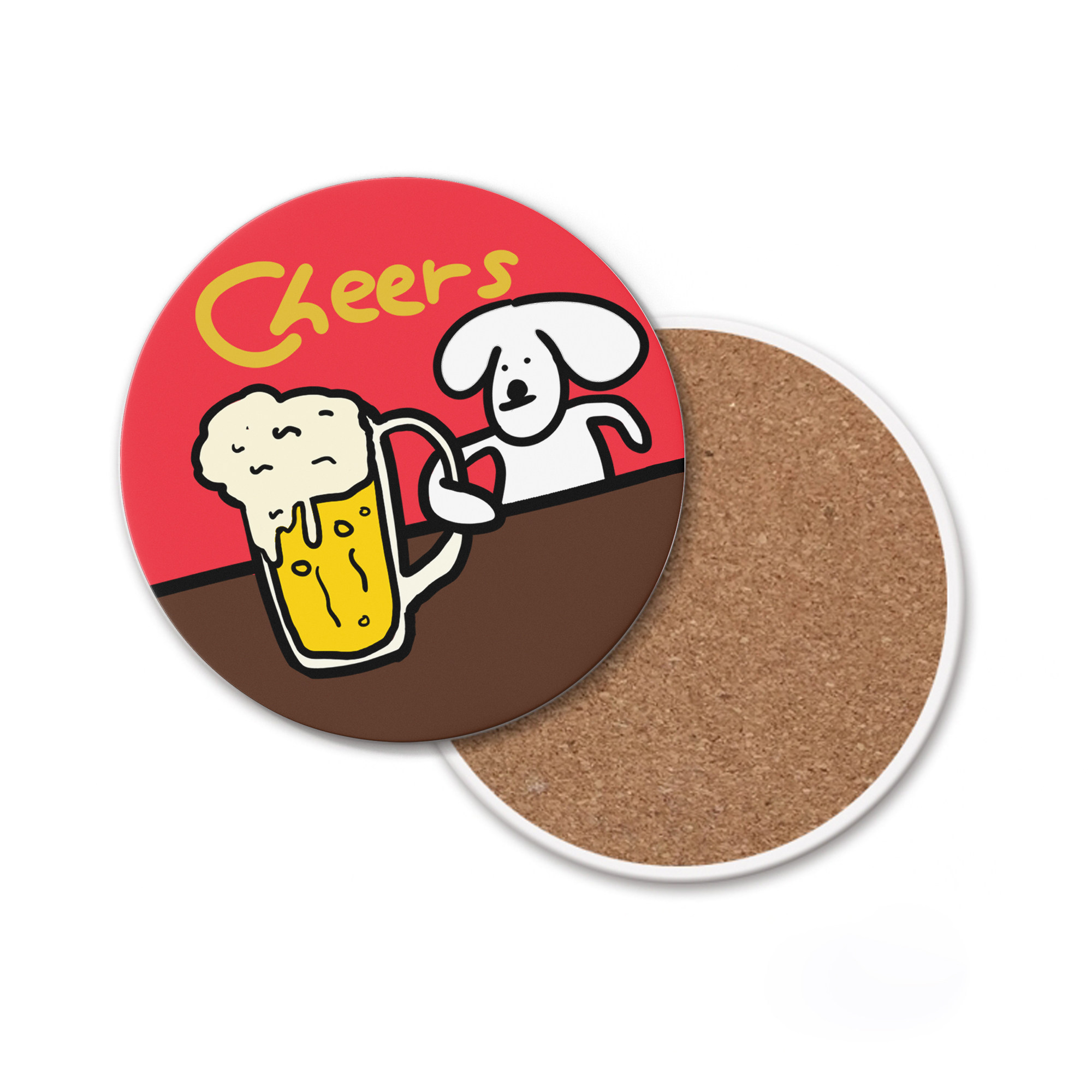 干杯杯垫必易文创pussypuppy圆形可爱磨砂吸水陶瓷杯垫