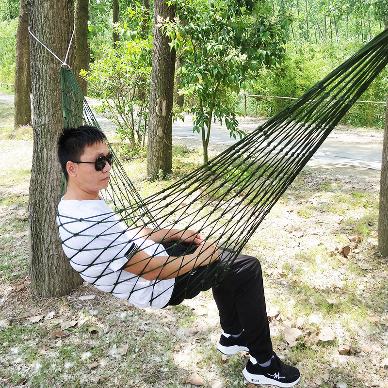 军工品质加宽粗网吊床户外尼龙绳便携野营舒适吊床