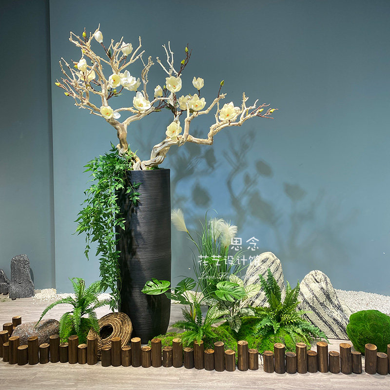 花艺大型景点定制软装空间玉兰仿真造景会所仿真花