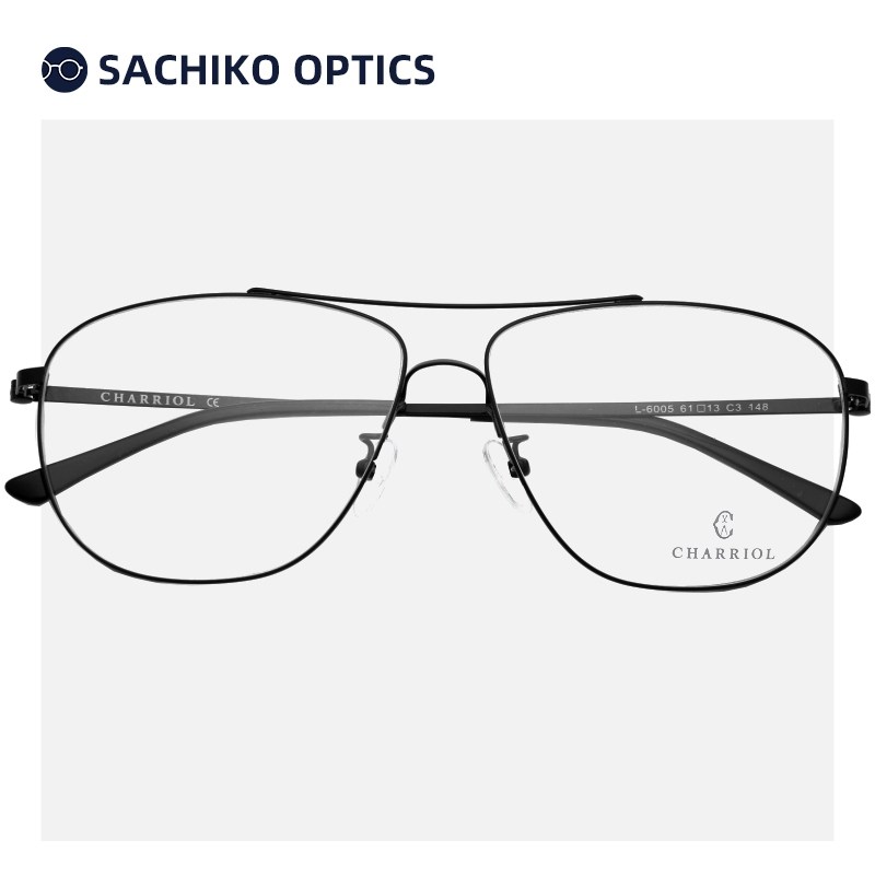 charriol夏利豪金丝眼镜镜框商务大脸近视全框斯文眼镜架