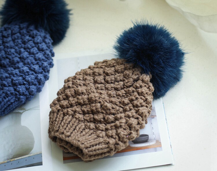 日系简约手工毛线贝雷帽秋冬编织蓓蕾帽子