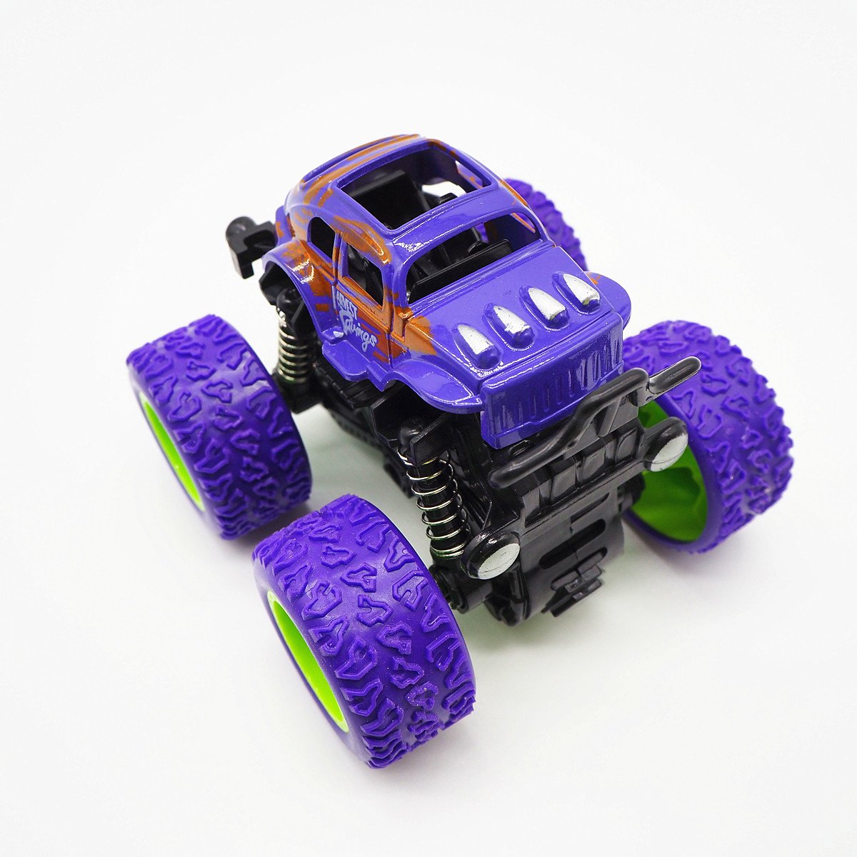 出口四色盒装玩具车儿童玩具大脚4x4助力弹簧惯性车模