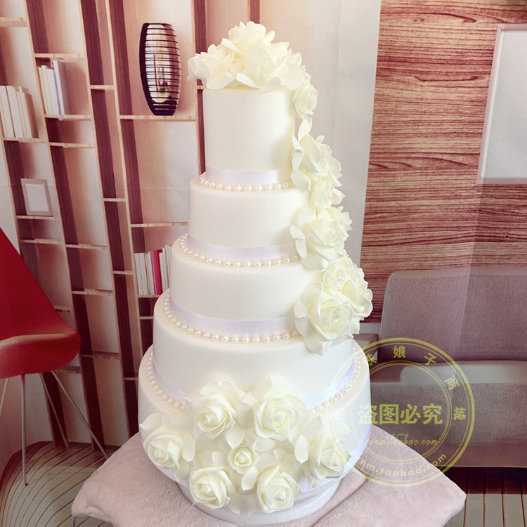 多层婚礼五层蛋糕模型结婚仿真道具婚庆装扮仿真水果