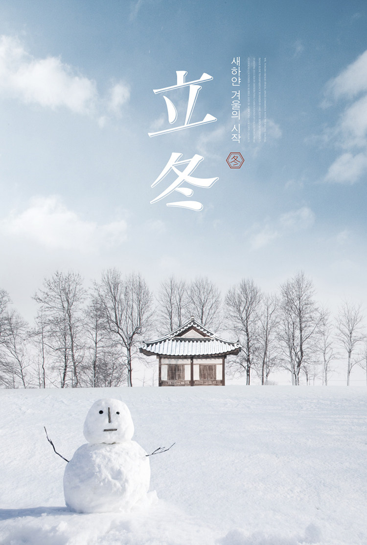 j14冬季冬天冬至雪地雪景雪花二十四节气海报模板设计素材