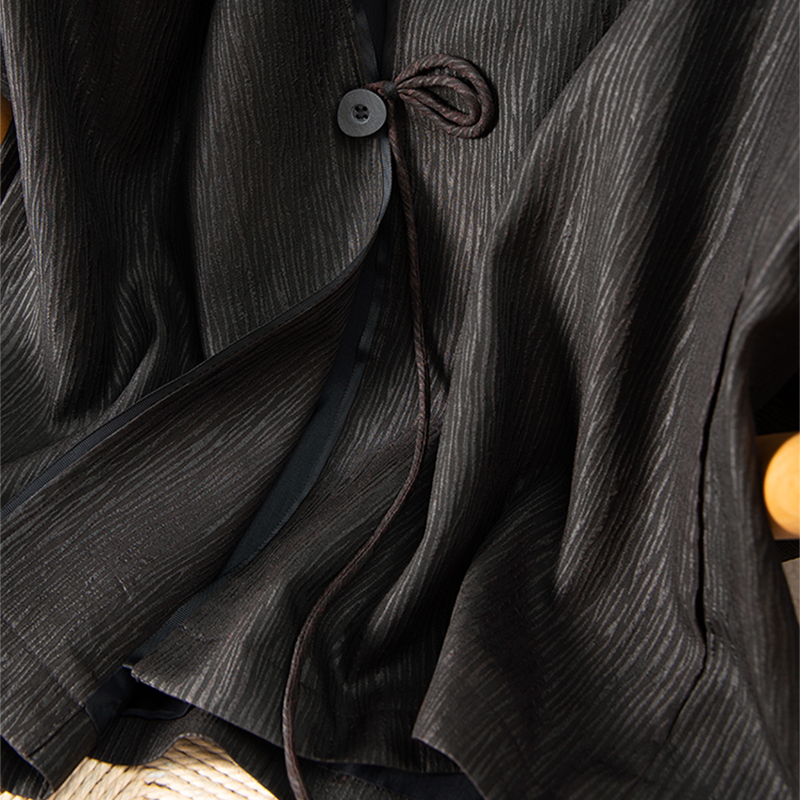 意大利高奢 罕见树纹 中式风香云纱真丝外套男春天家983T