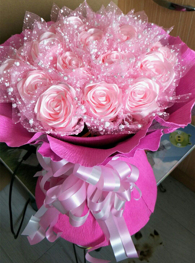 4cm厘米手工丝绸玫瑰缎带花彩织带绸带包装材料彩带