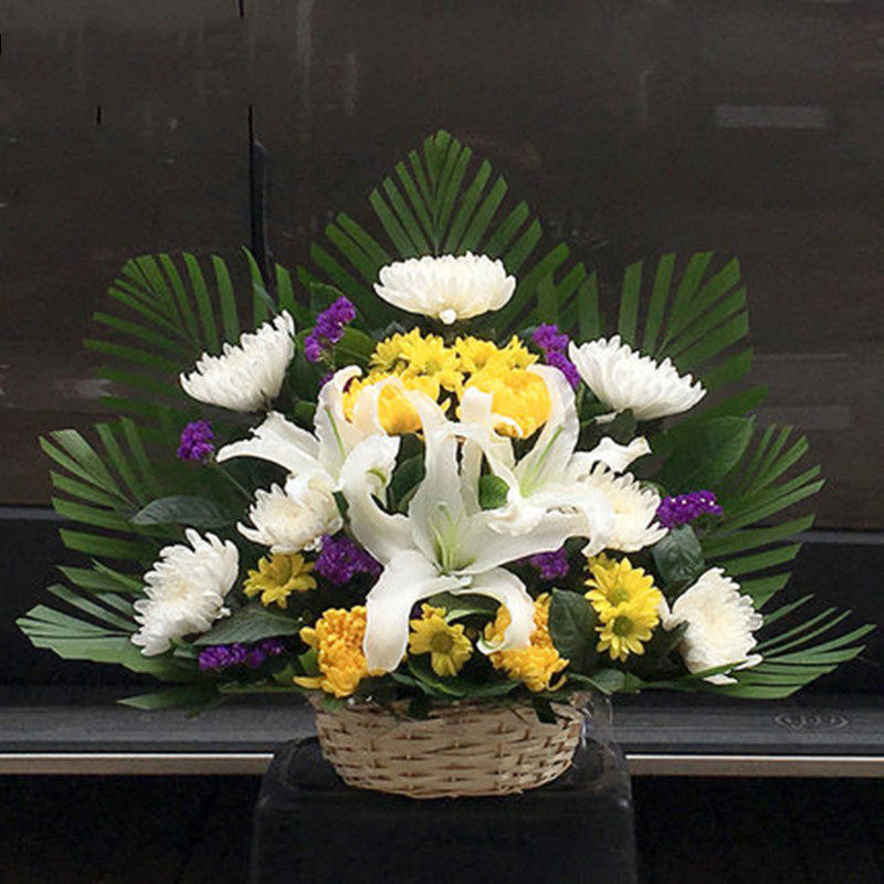 北京同城花店清明节缅怀追悼会黄白菊花花束花篮追悼