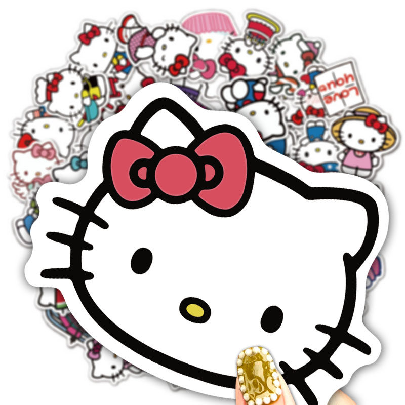 50张hellokitty堤提凯蒂猫涂鸦pad行李箱冰箱防水笔记本个性小贴纸