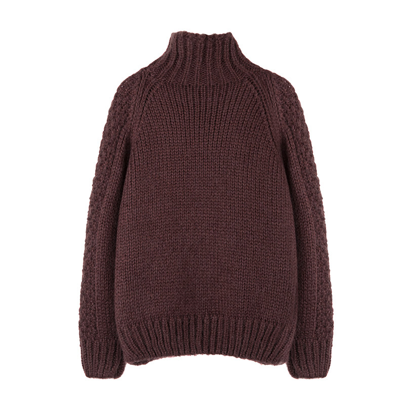 1313复古深绯色温暖蓬松毛衫2020女加厚毛衣