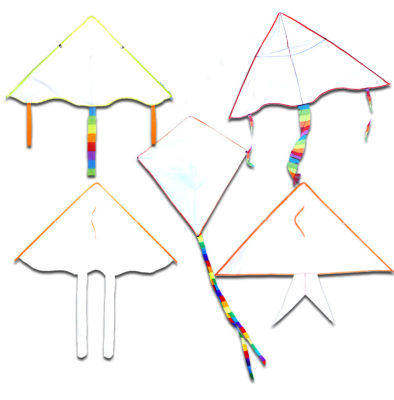 空白风筝包邮diy教学涂鸦绘画填色风筝手工鱼形蝴蝶三角儿童风筝
