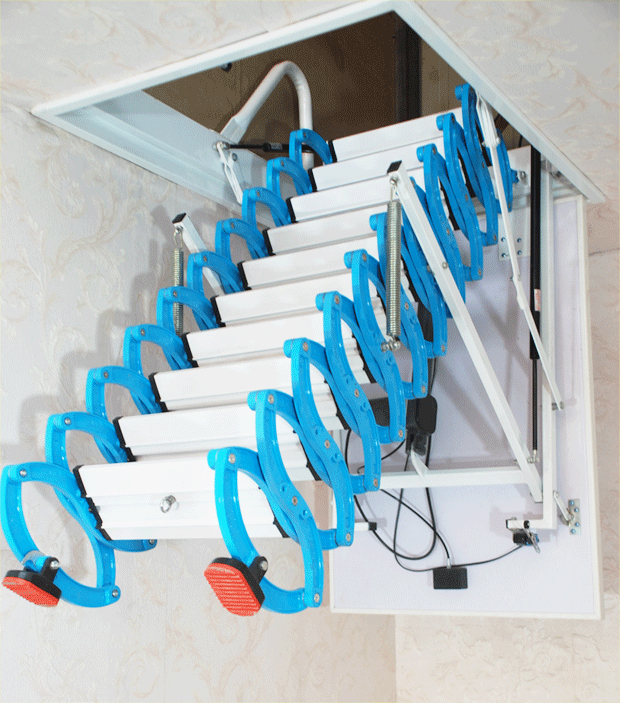 阁楼伸缩楼梯家用全自动隐形复式折叠定做室内整体楼梯