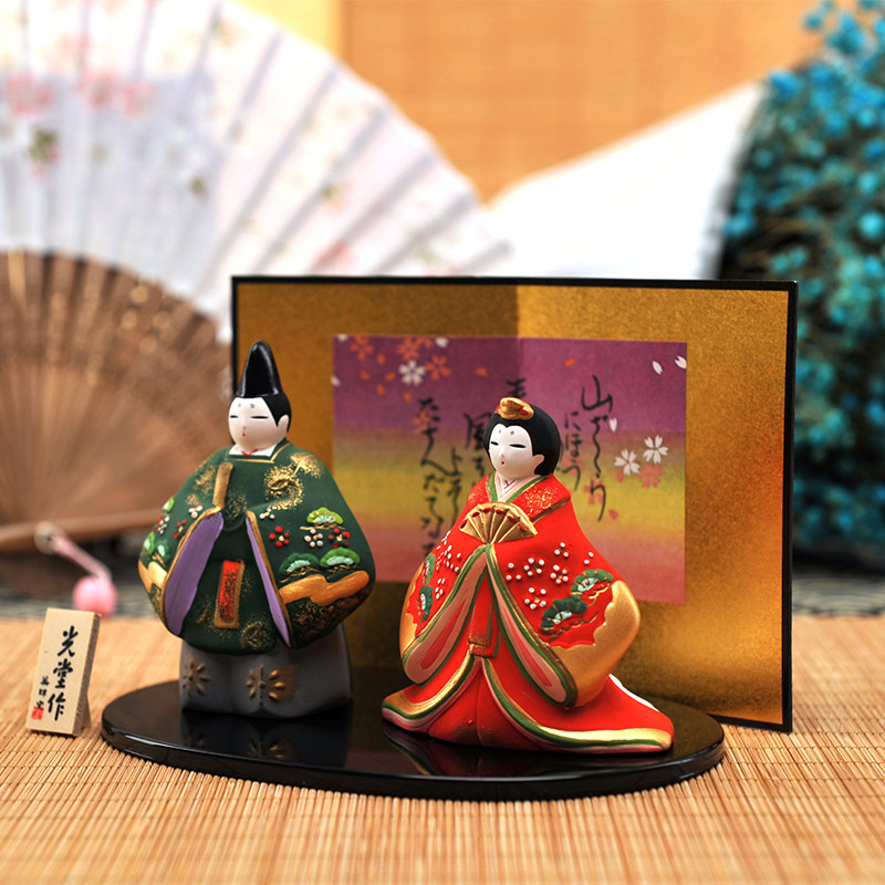 摆件日本药师窑结婚人偶情侣新婚生日家居饰品电视摆件