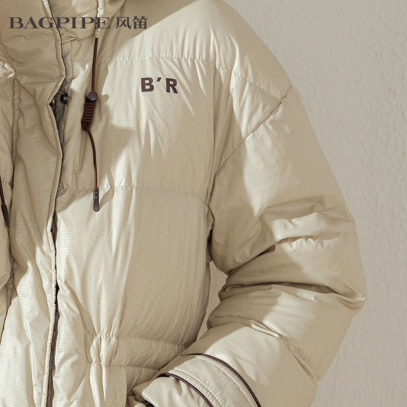 商场同款bagpipe风笛条纹鹅绒羽绒服2021工装保暖羽绒服