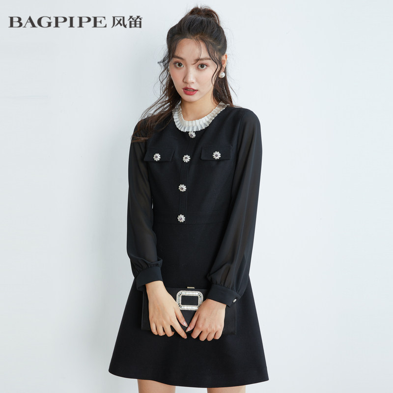 bagpipe风笛2020冬季女士新款商场同款气质赫本连衣裙