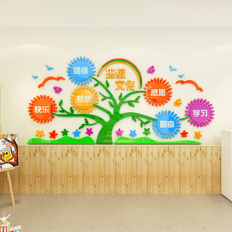 班级文化墙贴3d立体小学教室布置装饰创意墙贴