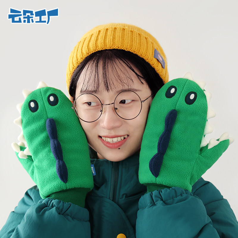 云朵工厂秋冬挂脖连防风加绒保暖日系可爱戴口罩手套手套