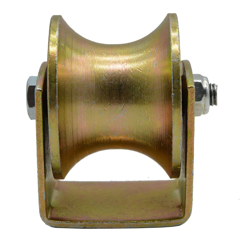 加宽u型滑轮圆管圆钢彩钢轨道轮钢丝绳滑轮弯管轮铁门推拉门槽轮