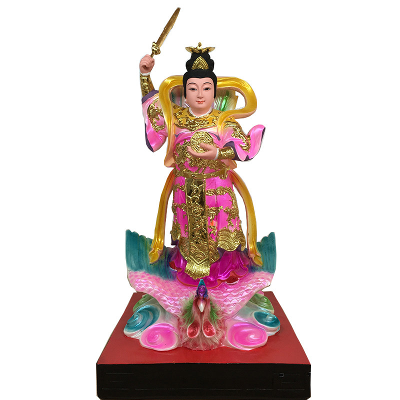 九天女神像树脂仙家镇宅踏凤凰仙女佛像彩绘供奉摆件