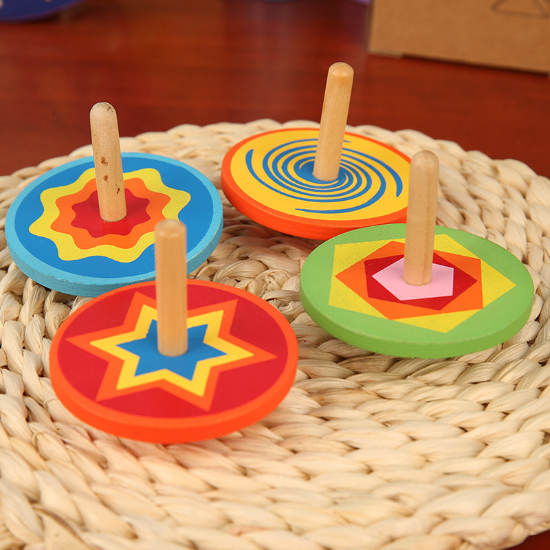 陀螺木质玩具手动儿童旋转传统小玩意幼儿园礼物陀螺